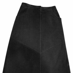 Vintage Retro A'Maglia Black Suede Leather Skirt Size 10